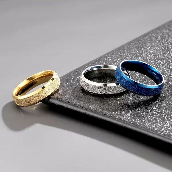 潮流藍色戒指男原創小眾設計磨砂指環極簡個性男生戒指食指裝飾品-細節圖4