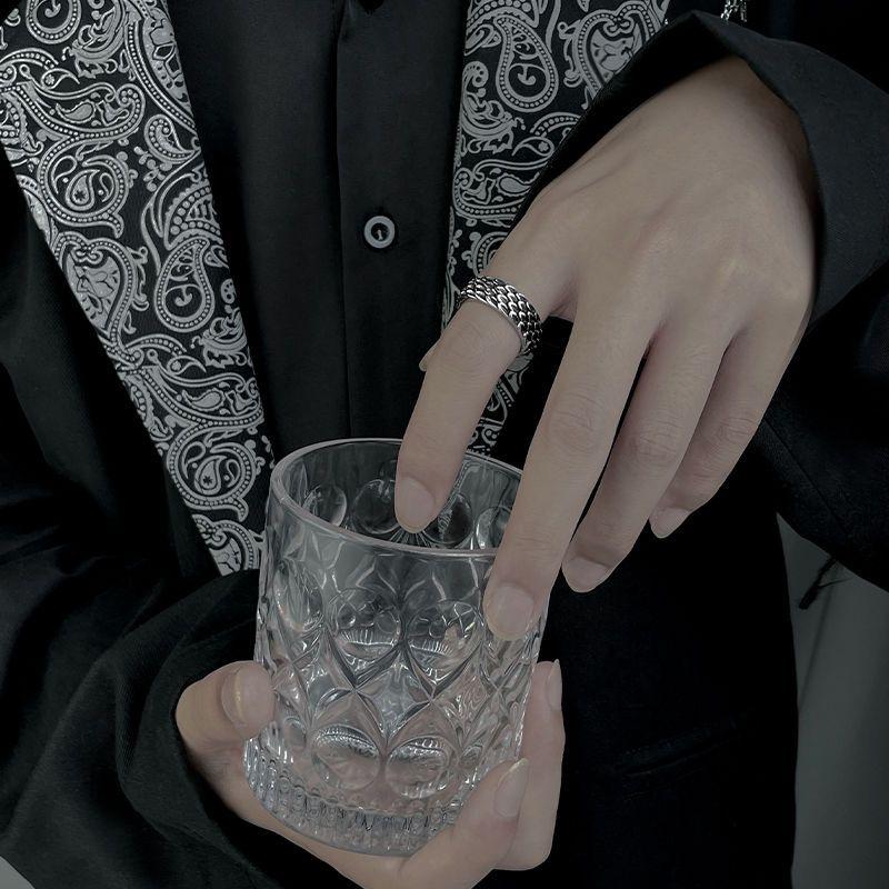 龍鱗戒指男潮ins復古冷淡風高級簡約單身戒嘻哈食指鈦鋼男士指環-細節圖2