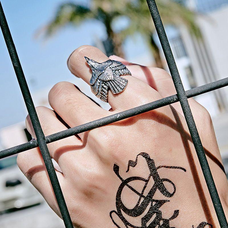 狂飾風 飛鷹戒指男潮人霸氣朋克鷹戒時尚鈦鋼情侶戒子指環手飾品-細節圖2