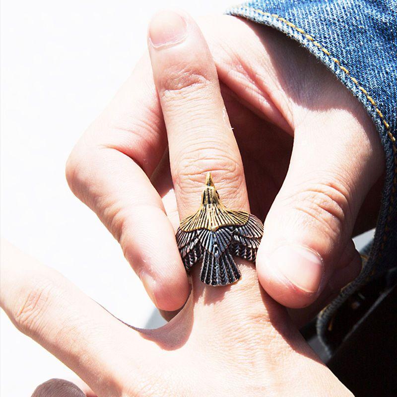 狂飾風 飛鷹戒指男潮人霸氣朋克鷹戒時尚鈦鋼情侶戒子指環手飾品-細節圖3