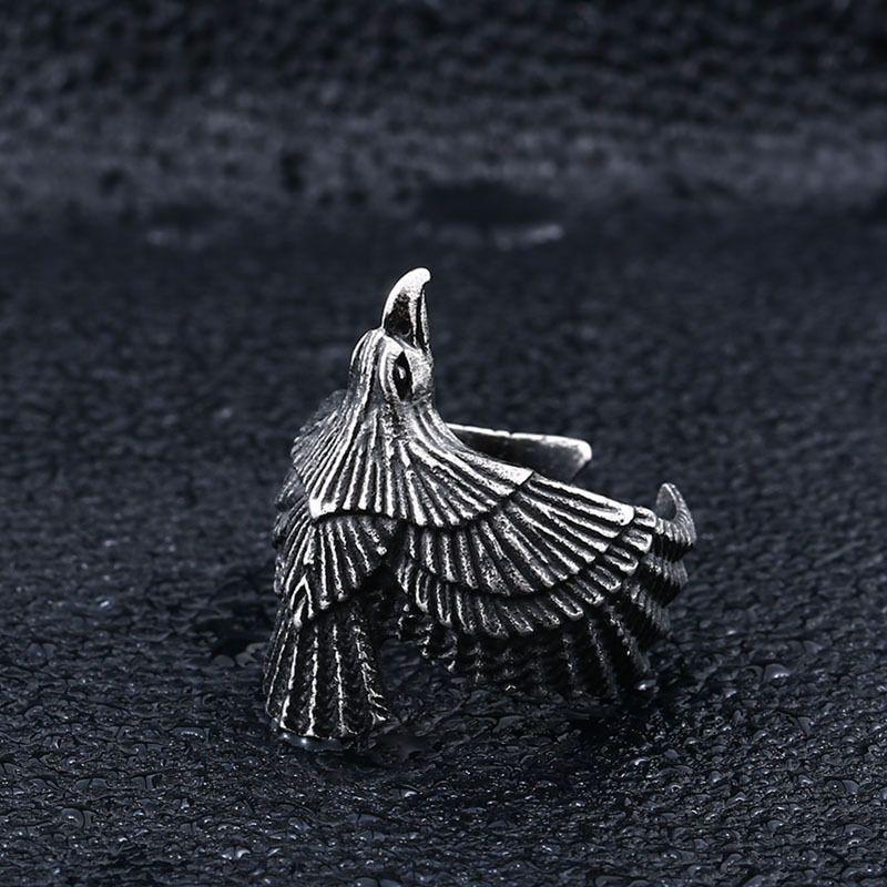 狂飾風 飛鷹戒指男潮人霸氣朋克鷹戒時尚鈦鋼情侶戒子指環手飾品-細節圖9