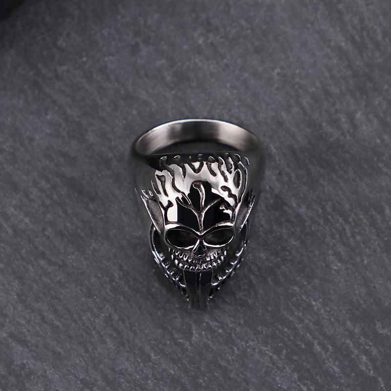 爆款>>電商貨源 歐美復古霸氣夸張骷髏頭朋克鈦鋼男士戒指-細節圖2