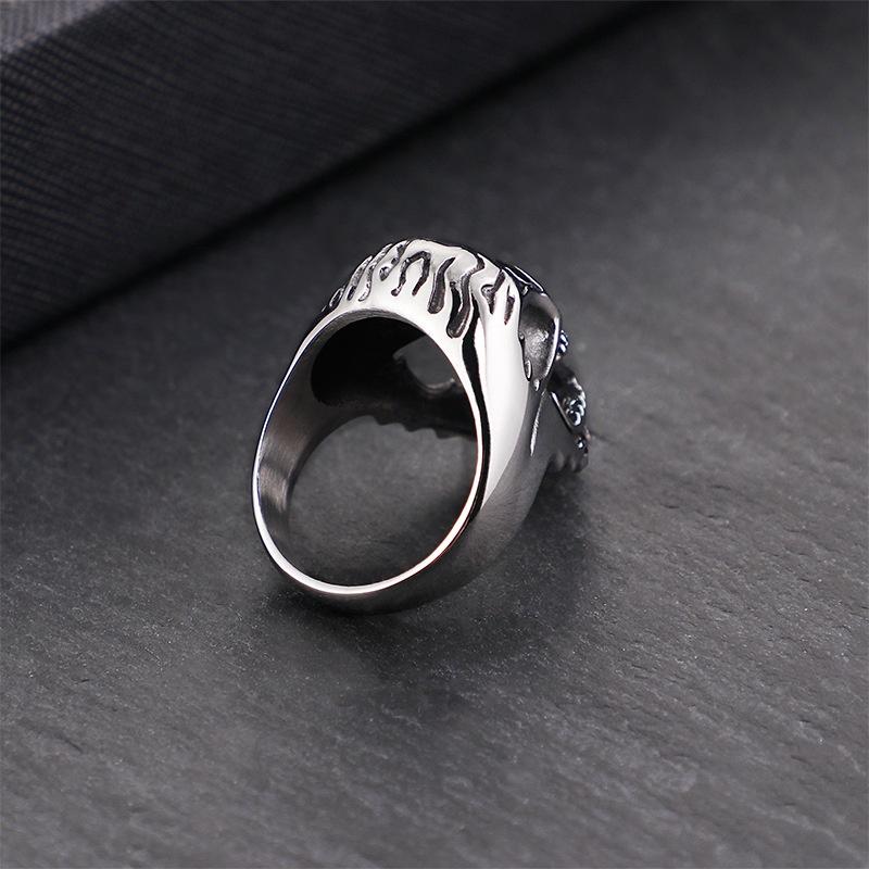 爆款>>電商貨源 歐美復古霸氣夸張骷髏頭朋克鈦鋼男士戒指-細節圖3