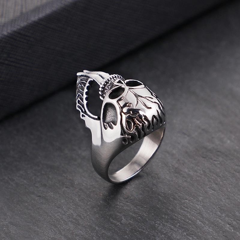 爆款>>電商貨源 歐美復古霸氣夸張骷髏頭朋克鈦鋼男士戒指-細節圖4