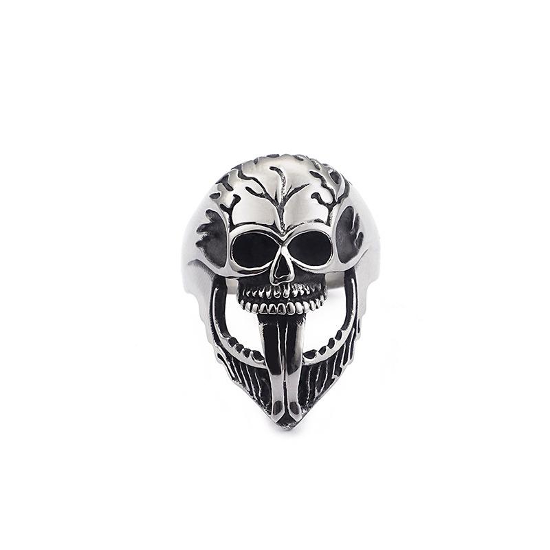 爆款>>電商貨源 歐美復古霸氣夸張骷髏頭朋克鈦鋼男士戒指-細節圖5