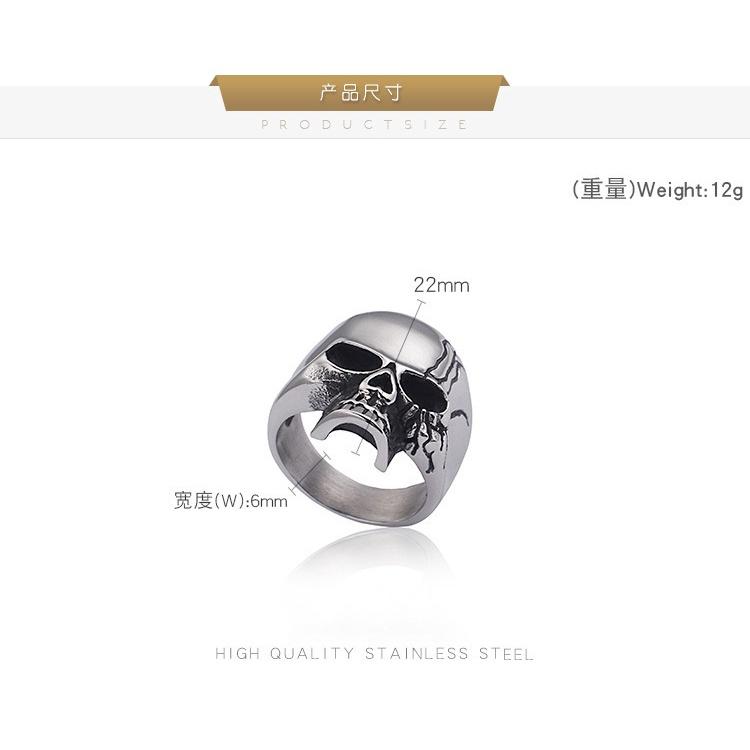 爆款>>韓版潮人骷髏頭戒指 男士個性骷髏指環 男鈦鋼首飾復古飾品-細節圖8