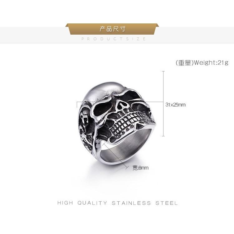 爆款>>歐美朋克哥特搖滾個性飾品 骷髏頭鈦鋼鑄造男士戒指-細節圖9