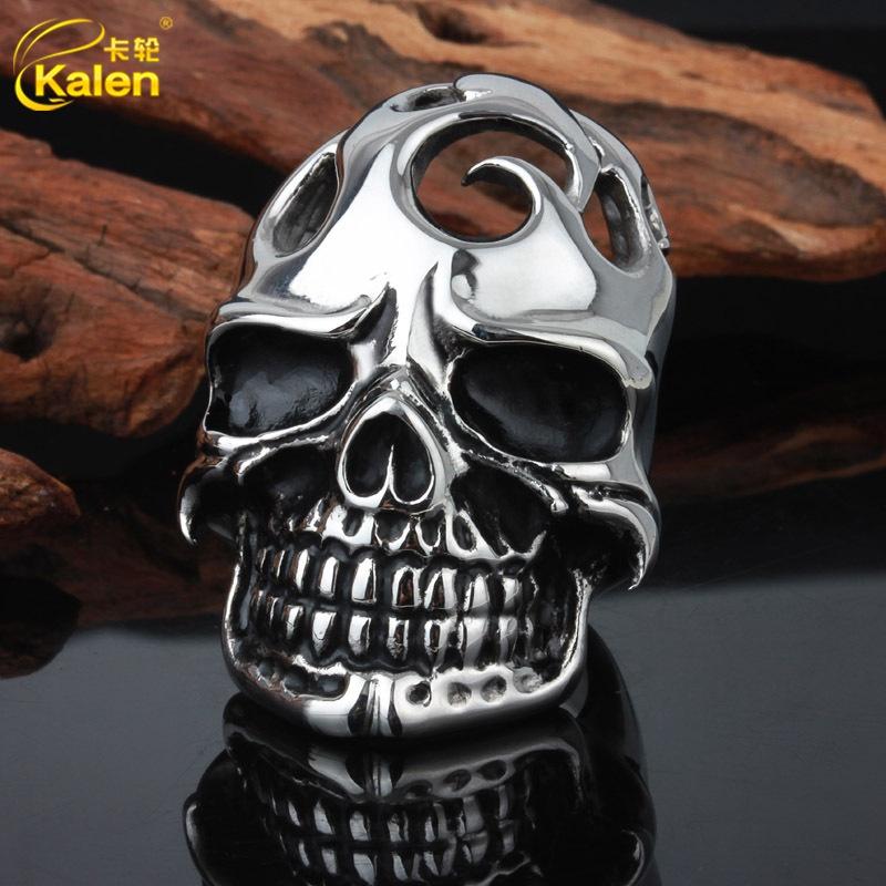 爆款>>個性潮人霸氣大指環鈦鋼戒指 歐美超酷型男骷髏頭鈦鋼首飾-細節圖2