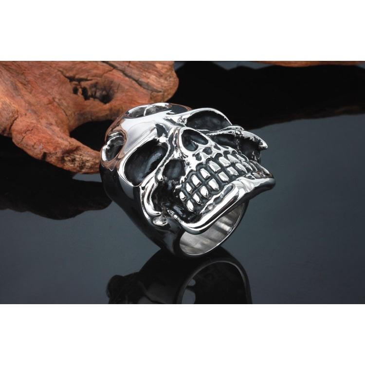 爆款>>個性潮人霸氣大指環鈦鋼戒指 歐美超酷型男骷髏頭鈦鋼首飾-細節圖7