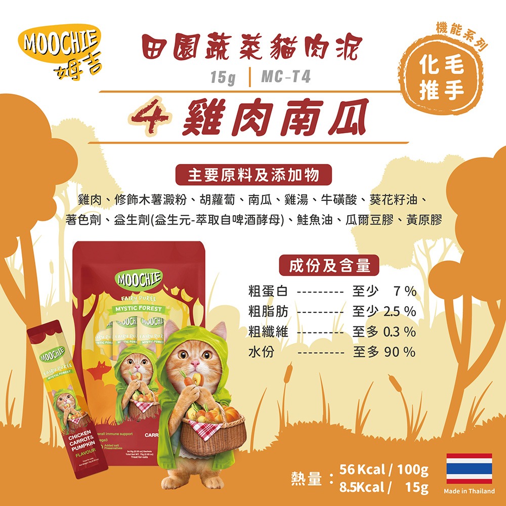 【MOG&DOG】Moochie 姆吉 貓肉泥系列 姆吉肉泥 一包5條 (包:15g*5條)-規格圖1