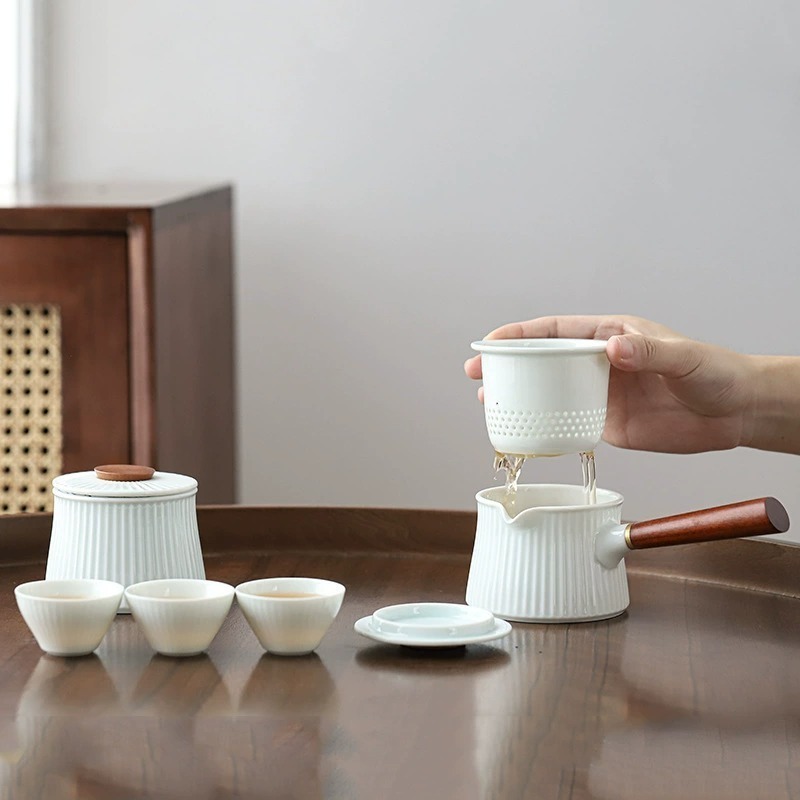 【聚元堂 】旅行用茶具組 快客杯 便攜式茶具 簡約便攜茶具組 一壼三杯 陶瓷茶具-細節圖2