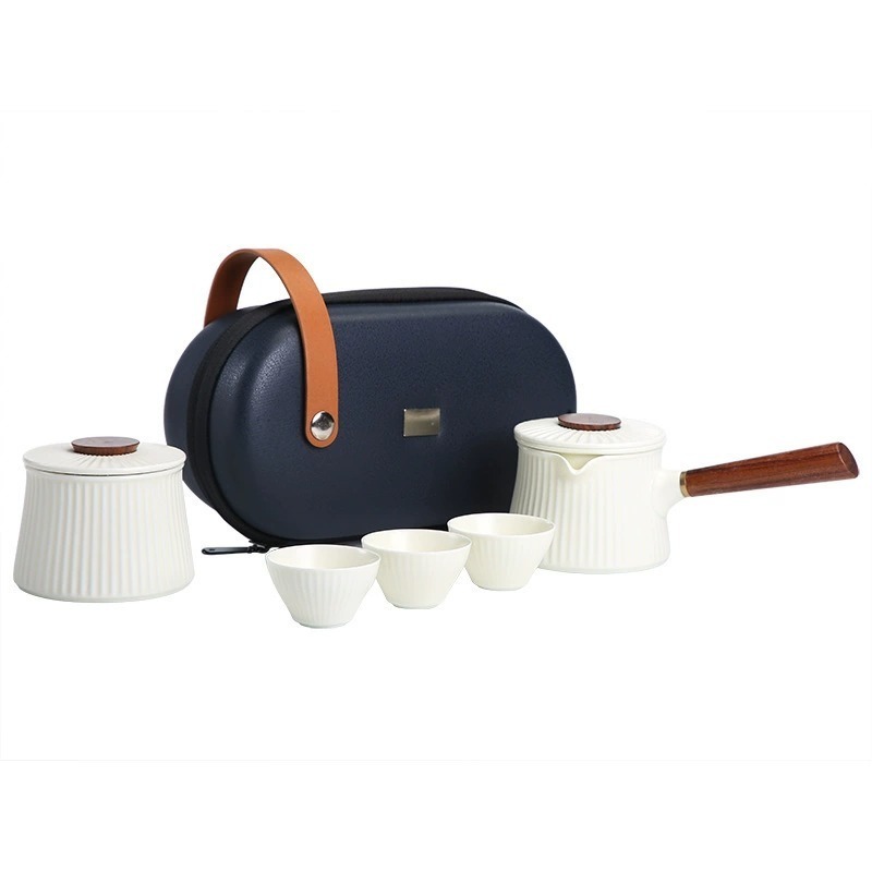 【聚元堂 】旅行用茶具組 快客杯 便攜式茶具 簡約便攜茶具組 一壼三杯 陶瓷茶具-細節圖4