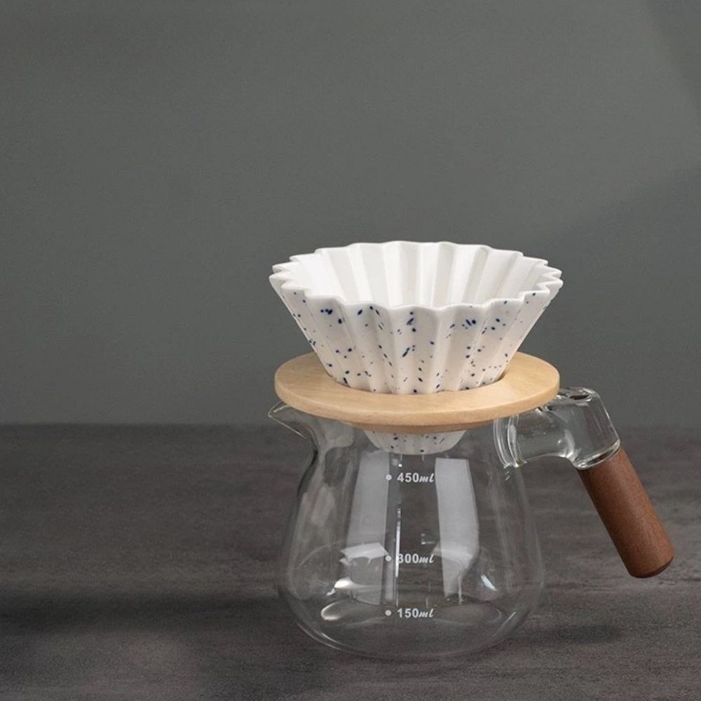 【聚元堂】藍彩摺紙濾杯｜職人手沖神器 手沖濾杯 陶瓷濾杯含底座 重量輕 工藝細緻 全陶瓷好清洗-細節圖8