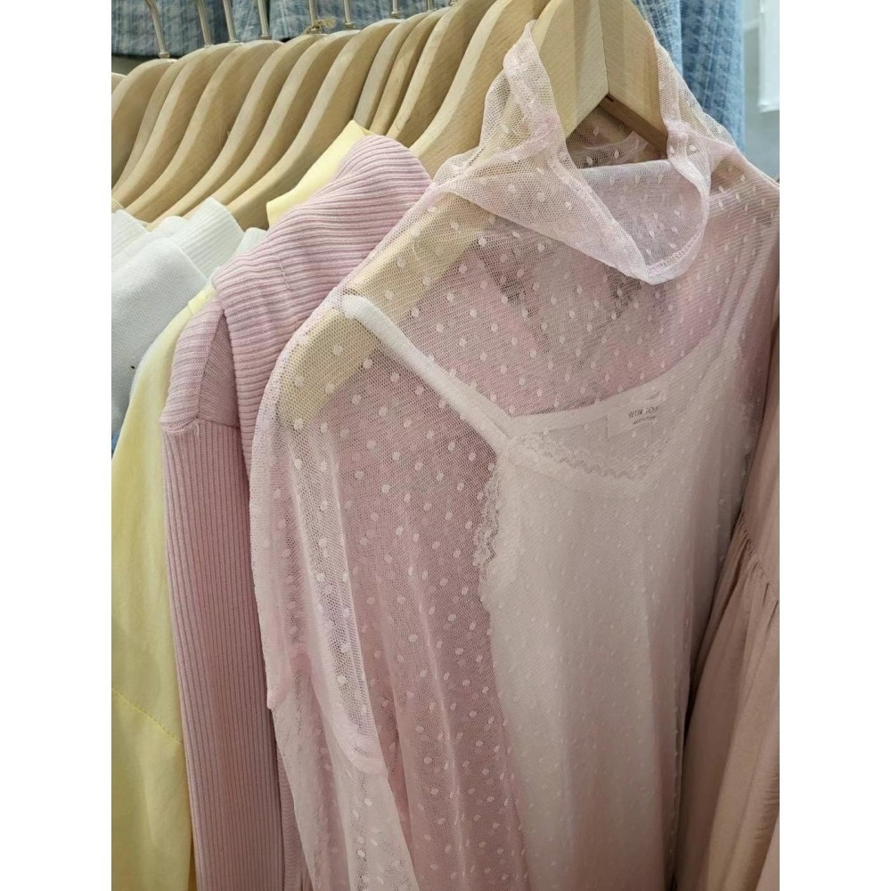 ✈️黑現貨-正韓🇰🇷//點點透視衫-細節圖4