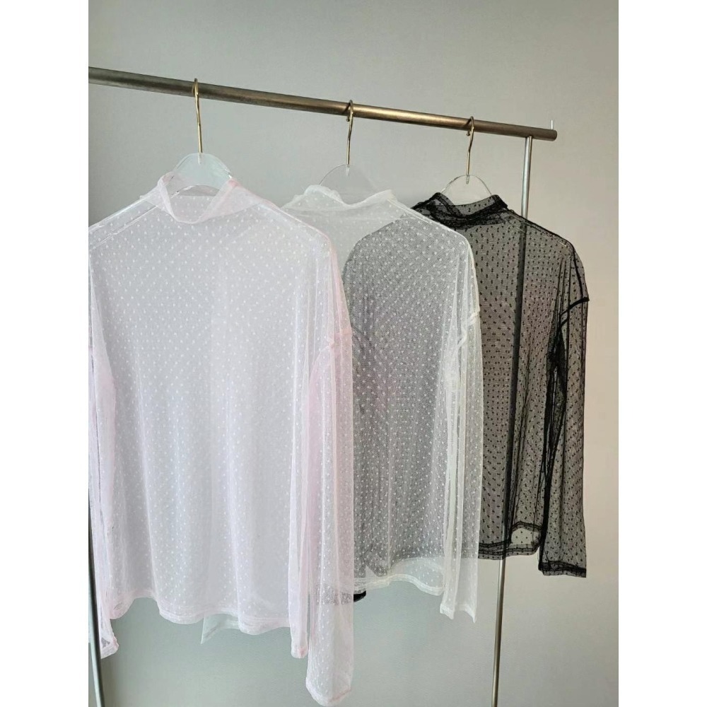 ✈️黑現貨-正韓🇰🇷//點點透視衫-細節圖6