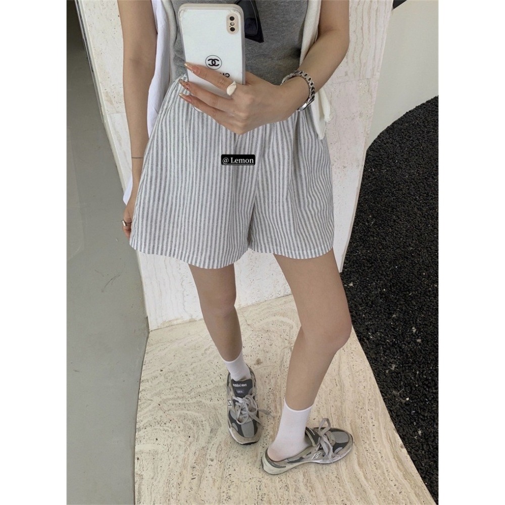 ✈️灰M-//檸檬家🍋//無印直條紋短褲~6.15-細節圖2