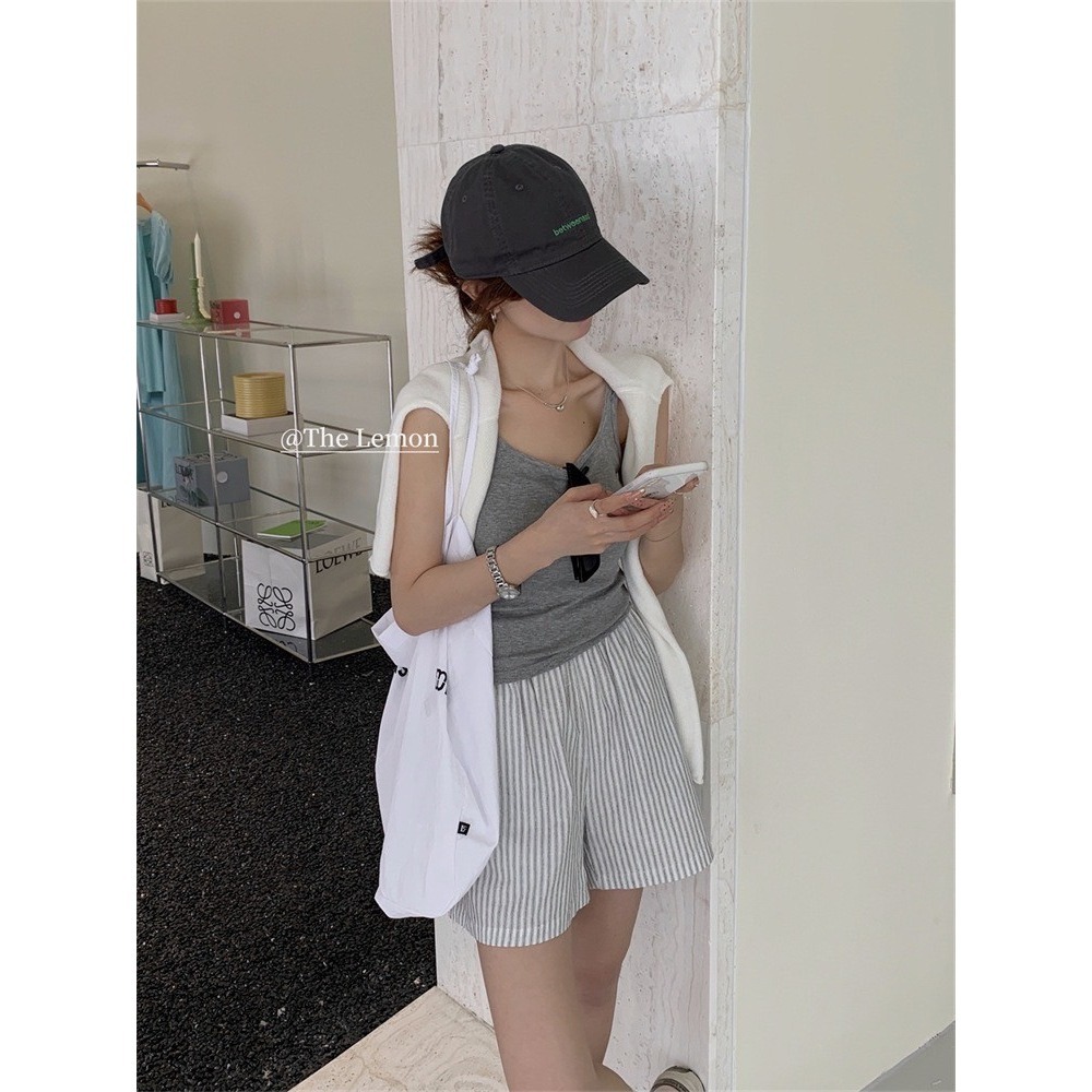 ✈️灰M-//檸檬家🍋//無印直條紋短褲~6.15-細節圖4