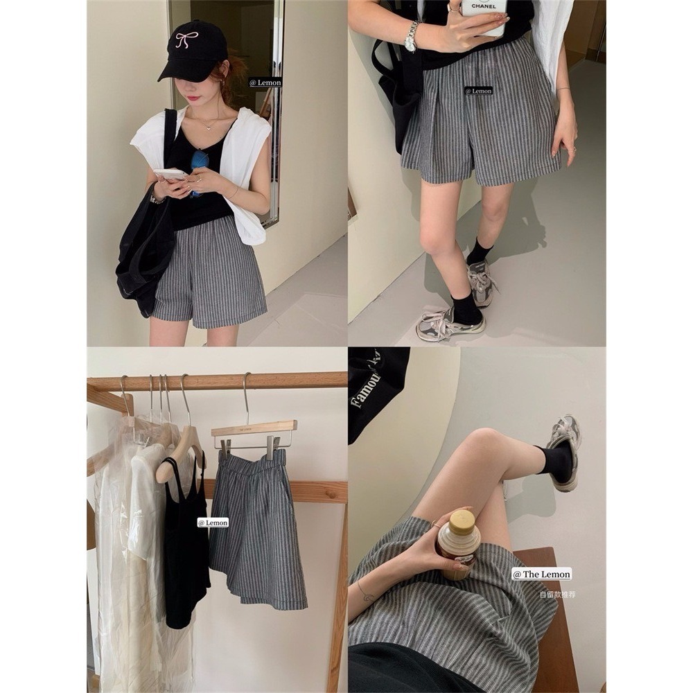 ✈️灰M-//檸檬家🍋//無印直條紋短褲~6.15-細節圖6