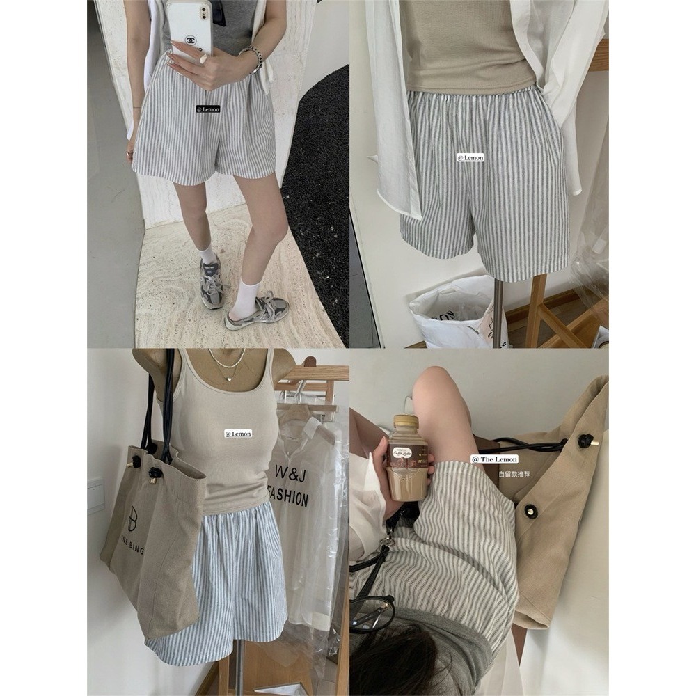 ✈️灰M-//檸檬家🍋//無印直條紋短褲~6.15-細節圖7
