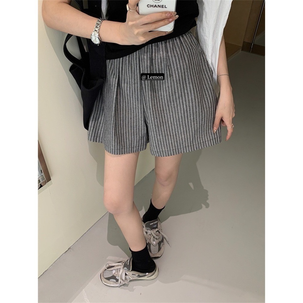 ✈️灰M-//檸檬家🍋//無印直條紋短褲~6.15-細節圖8