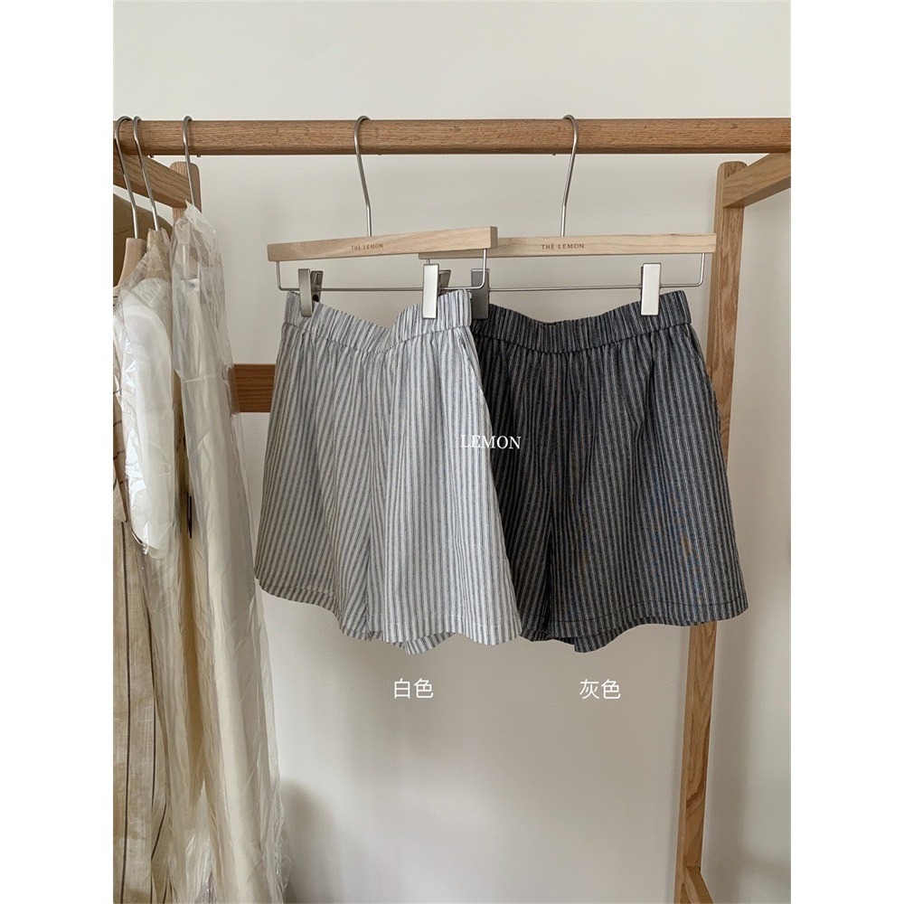 ✈️灰M-//檸檬家🍋//無印直條紋短褲~6.15-細節圖10