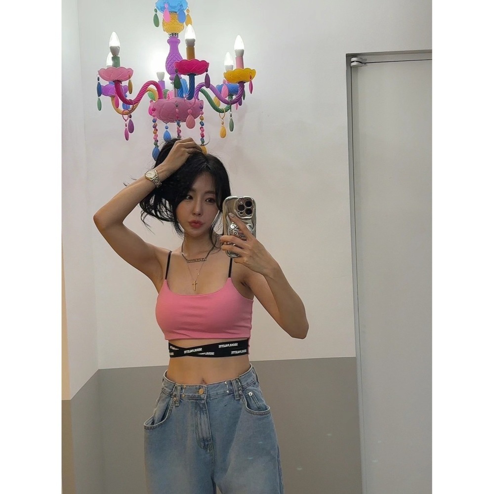 ✈️粉現貨-正韓🇰🇷//太妍歐膩//logo繃帶造型短版bra-細節圖4