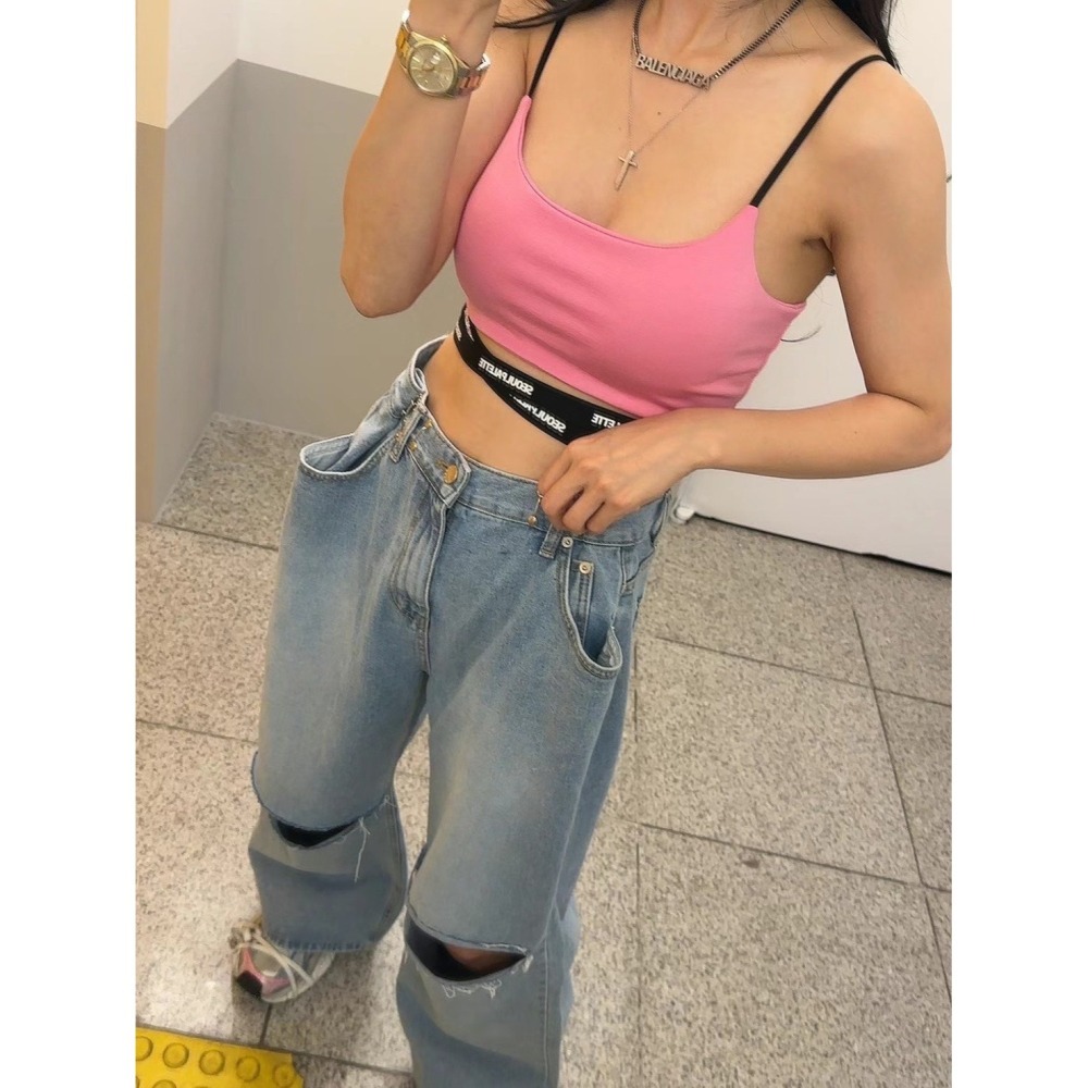 ✈️粉現貨-正韓🇰🇷//太妍歐膩//logo繃帶造型短版bra-細節圖6