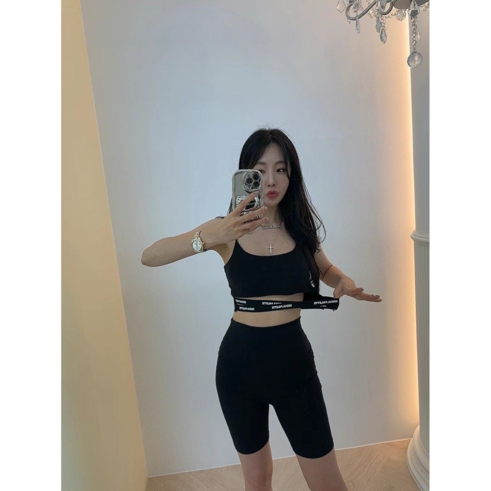 ✈️粉現貨-正韓🇰🇷//太妍歐膩//logo繃帶造型短版bra-細節圖8