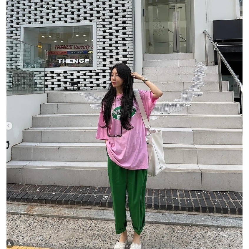 ✈️綠現貨1-正韓🇰🇷//太妍歐膩//腰英字壓摺休閒長褲-細節圖2