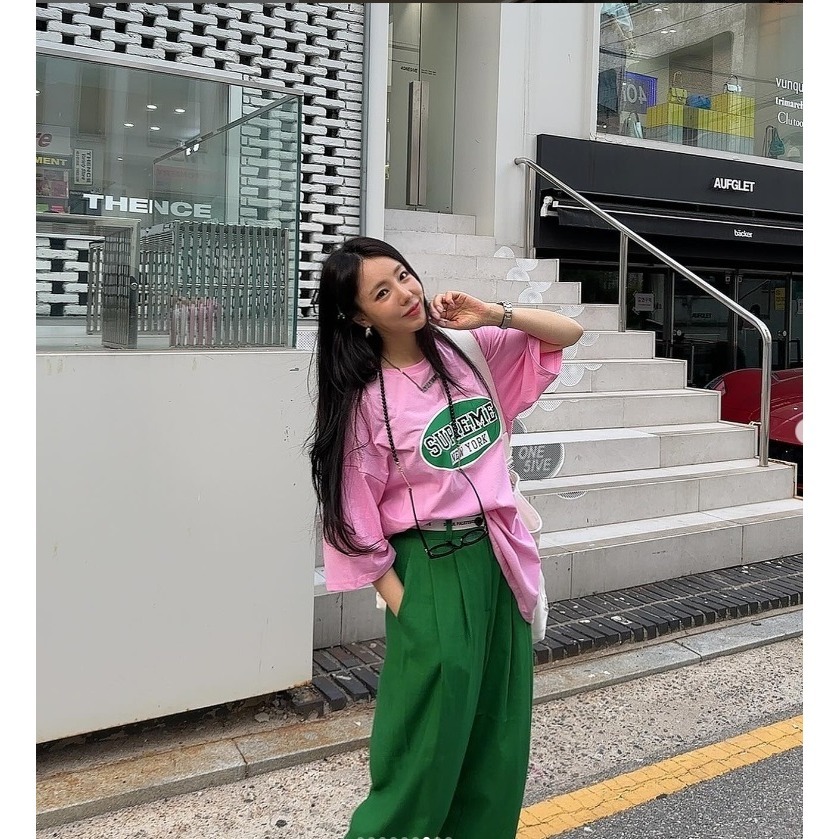 ✈️綠現貨1-正韓🇰🇷//太妍歐膩//腰英字壓摺休閒長褲-細節圖4