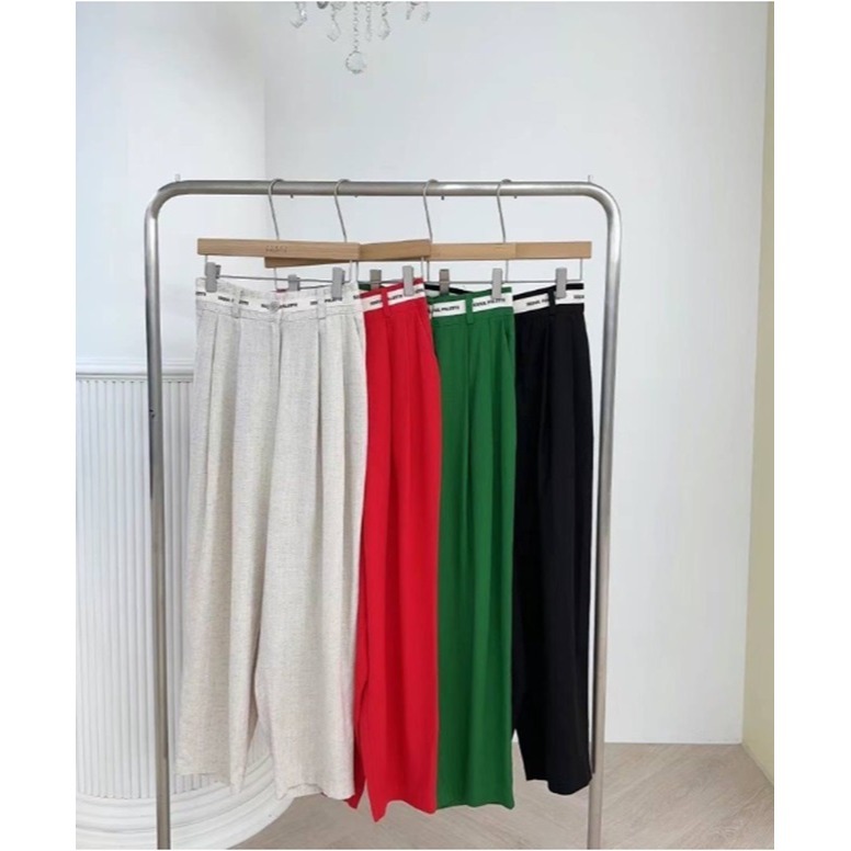 ✈️綠現貨1-正韓🇰🇷//太妍歐膩//腰英字壓摺休閒長褲-細節圖6