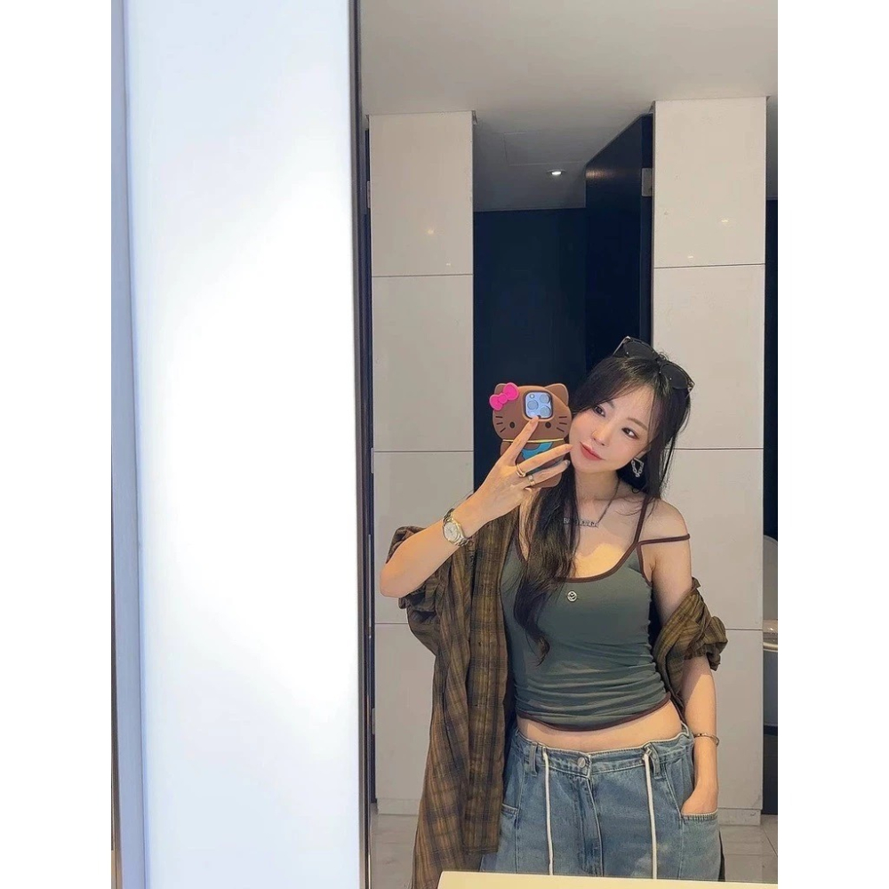 ✈️現貨-正韓🇰🇷//太妍歐膩//撞色邊細肩帶背心 bratop~韓國代購-細節圖5