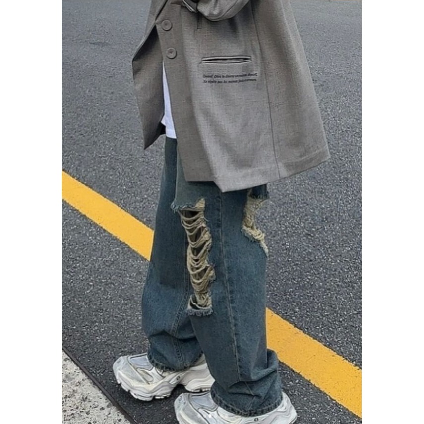 ✈️S碼現貨1-正韓🇰🇷//太妍歐膩//破損牛仔長褲-細節圖7