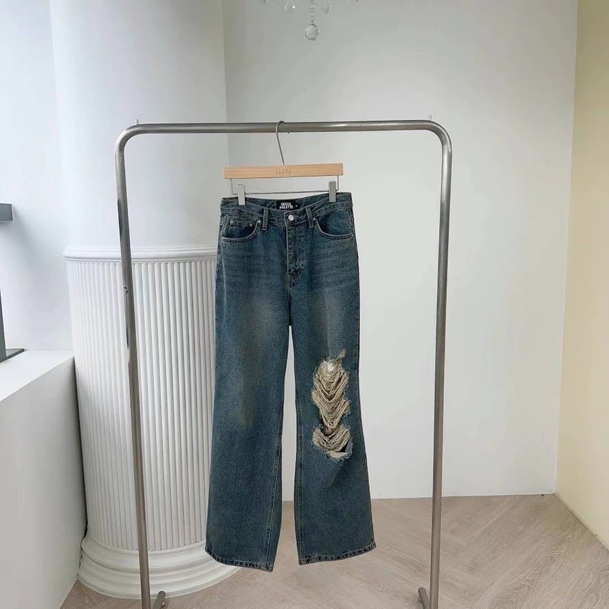 ✈️S碼現貨1-正韓🇰🇷//太妍歐膩//破損牛仔長褲-細節圖11