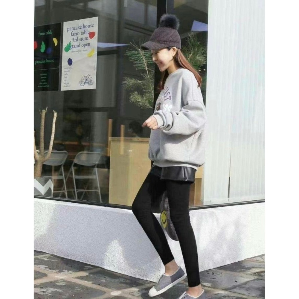 ✈️預購1-正韓🇰🇷//皮褲假兩件內搭褲-細節圖3