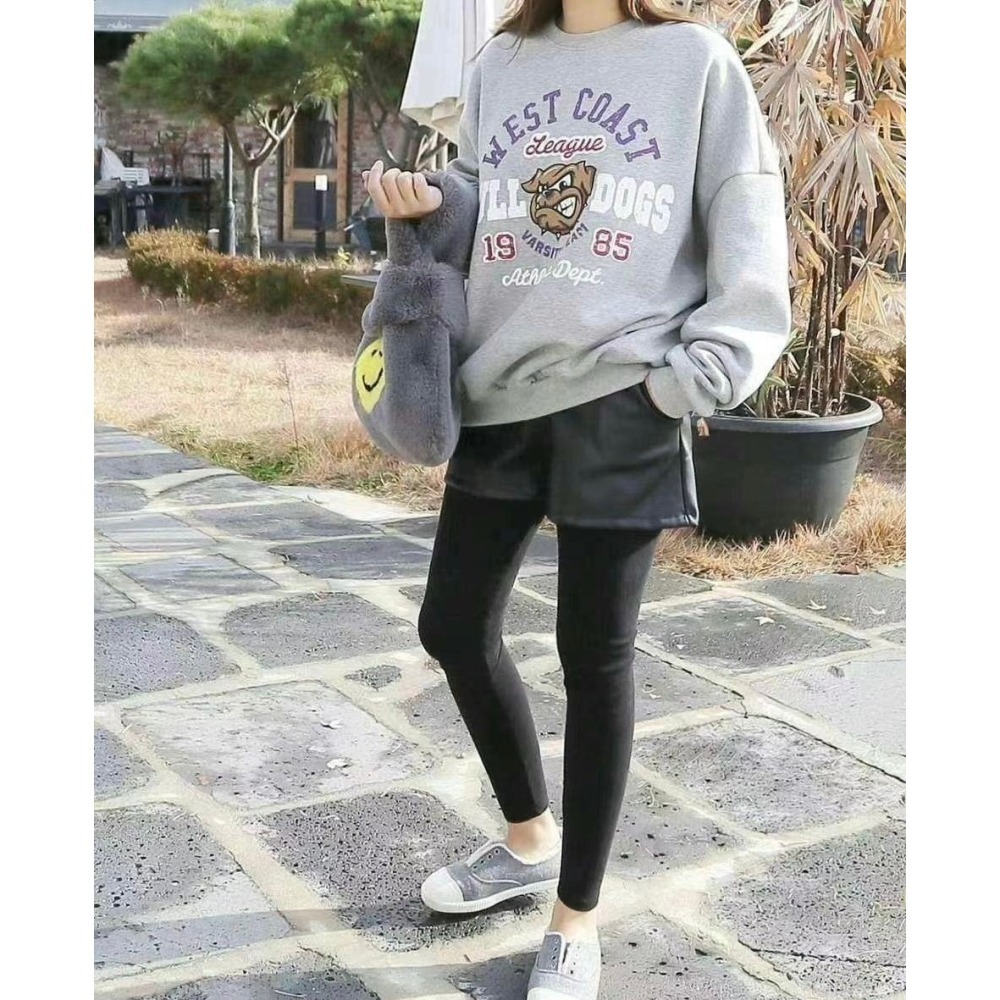 ✈️預購1-正韓🇰🇷//皮褲假兩件內搭褲-細節圖5