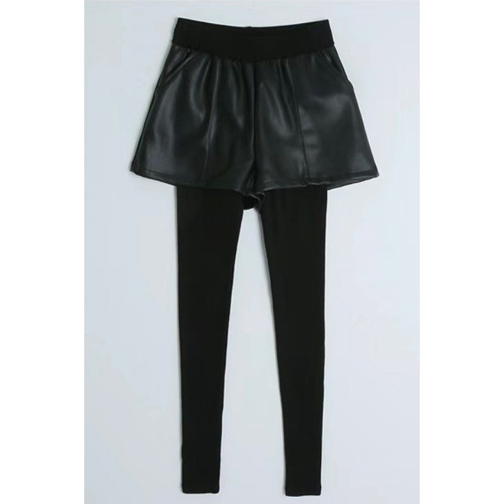 ✈️預購1-正韓🇰🇷//皮褲假兩件內搭褲-細節圖9