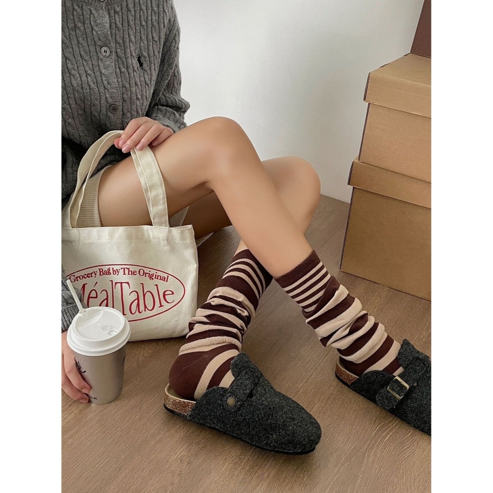 ✈️現貨-//穿搭選品//安可拉條紋堆堆襪-細節圖2