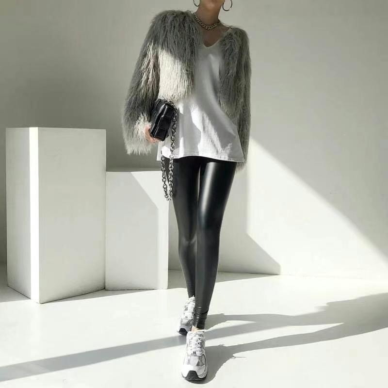 ✈️XL現貨-正韓🇰🇷//爆款回歸~~巨百搭貼腿皮褲-細節圖4