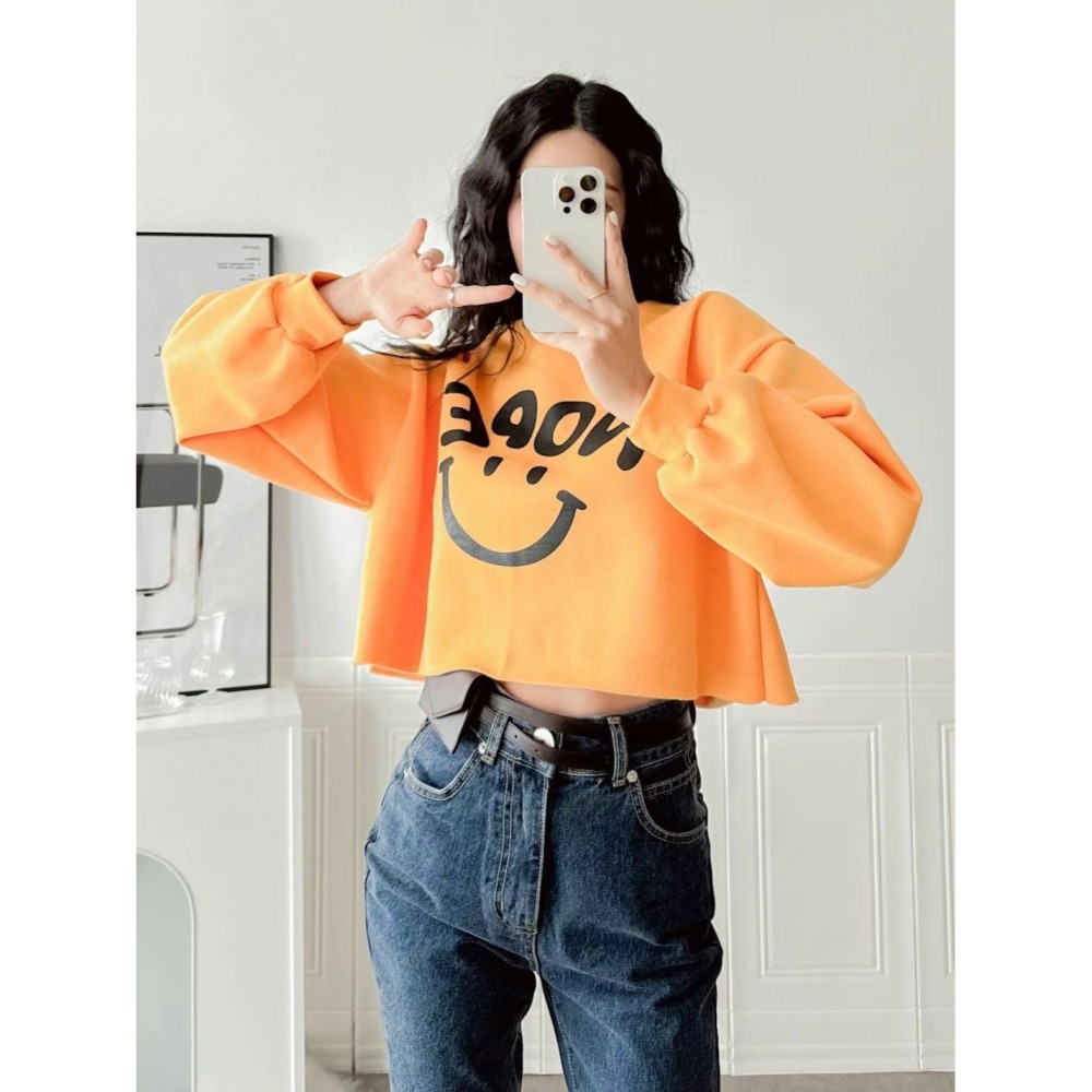 ✈️橘現貨1-正韓🇰🇷//NOPE微笑短版衛T~1.30-細節圖4