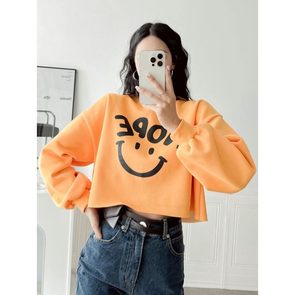 ✈️橘現貨1-正韓🇰🇷//NOPE微笑短版衛T~1.30-細節圖8