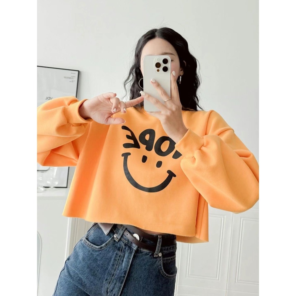✈️橘現貨1-正韓🇰🇷//NOPE微笑短版衛T~1.30-細節圖9