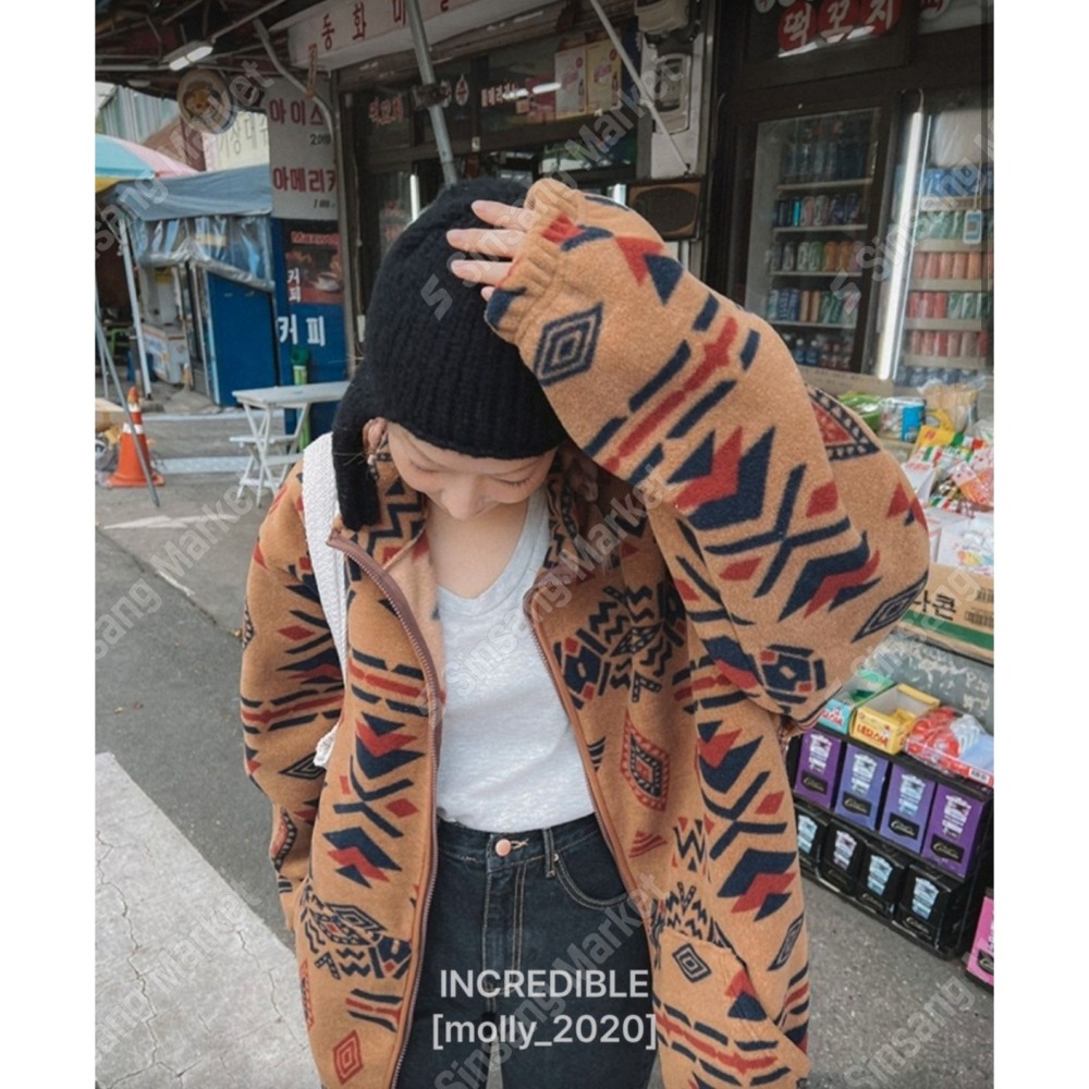 ✈️棕現貨1-正韓🇰🇷//波希米亞幾何抓絨夾克外套~2.10-細節圖7