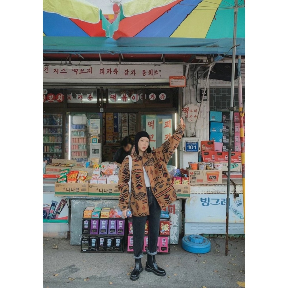 ✈️棕現貨1-正韓🇰🇷//波希米亞幾何抓絨夾克外套~2.10-細節圖9