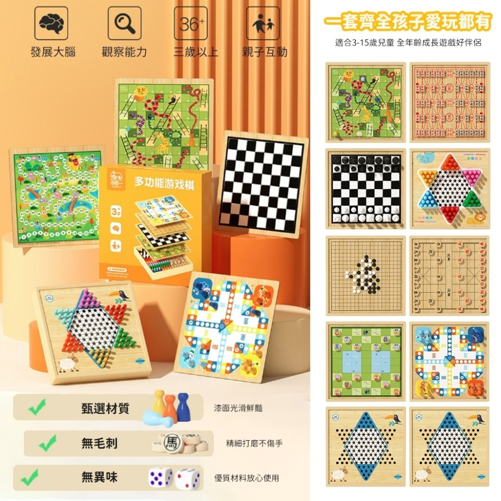 ⏰1/6收單-預購-12合一 多功能遊戲棋 聚會最佳玩具~方便攜帶喔-細節圖2