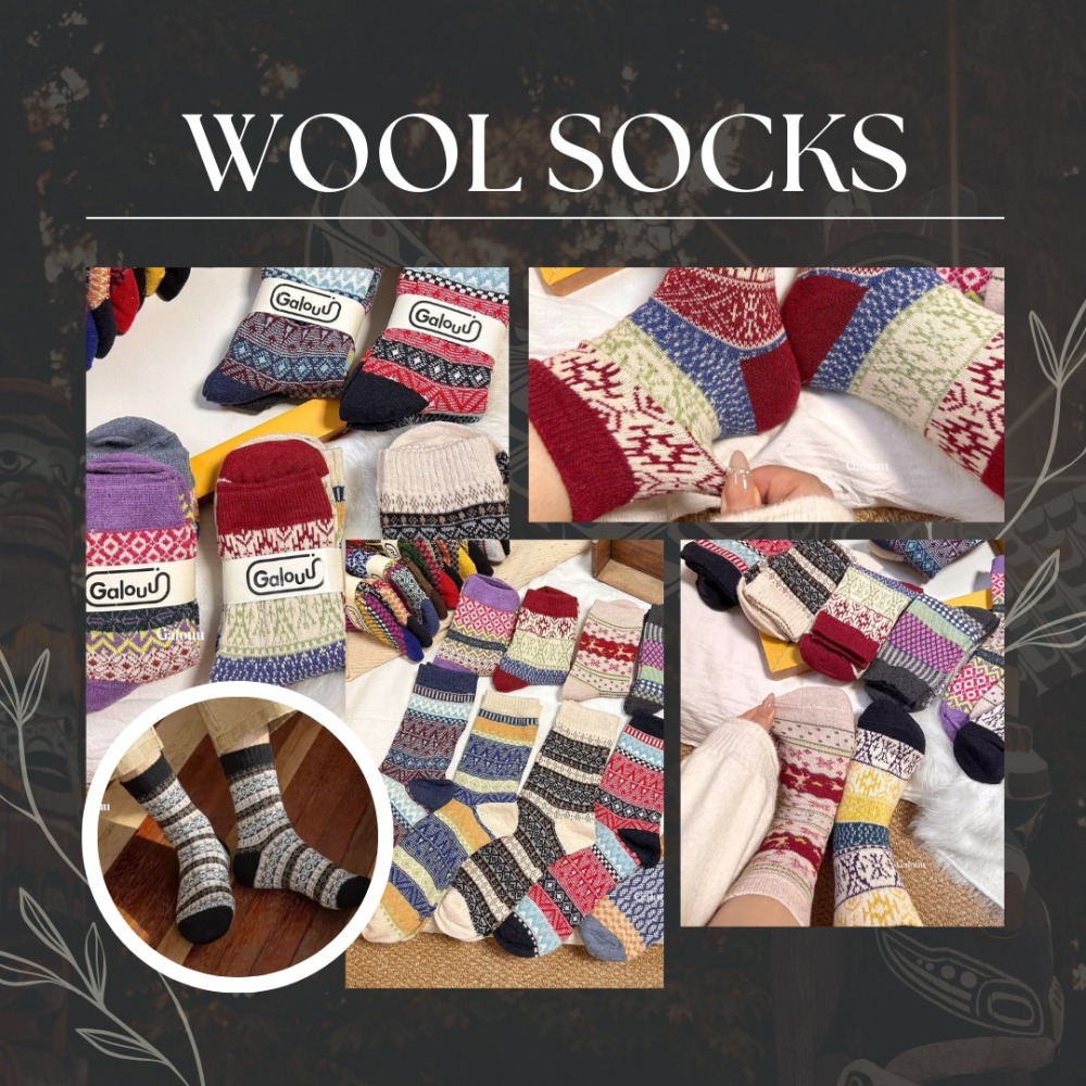 現貨-Galouu復古圖騰羊毛襪 ~ 厚實保暖 男女皆可穿-細節圖3