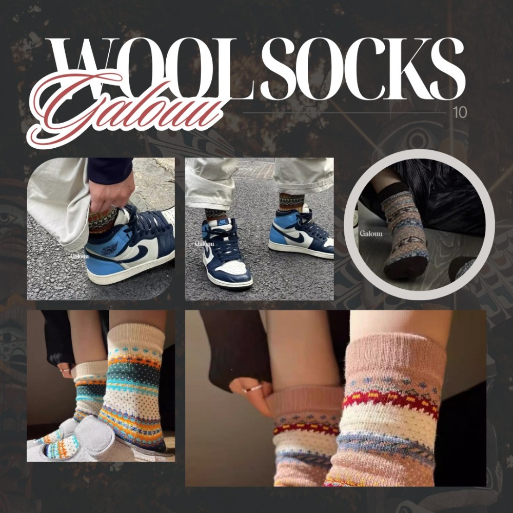 現貨-Galouu復古圖騰羊毛襪 ~ 厚實保暖 男女皆可穿-細節圖4