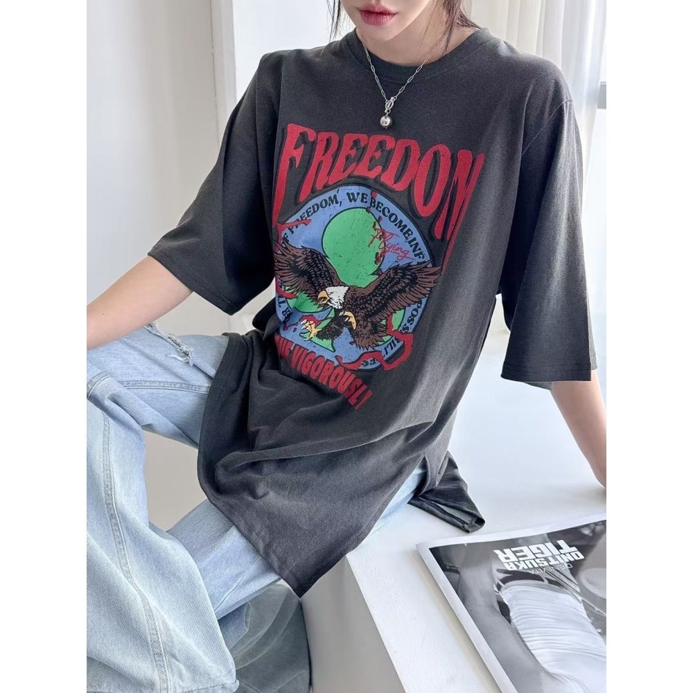 ✈️灰黑1-正韓🇰🇷//美式老鷹印圖大T~4.13-細節圖2