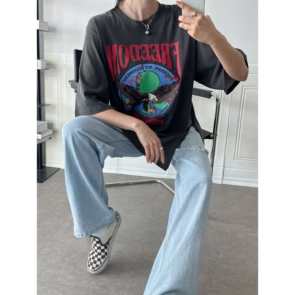 ✈️灰黑1-正韓🇰🇷//美式老鷹印圖大T~4.13-細節圖3