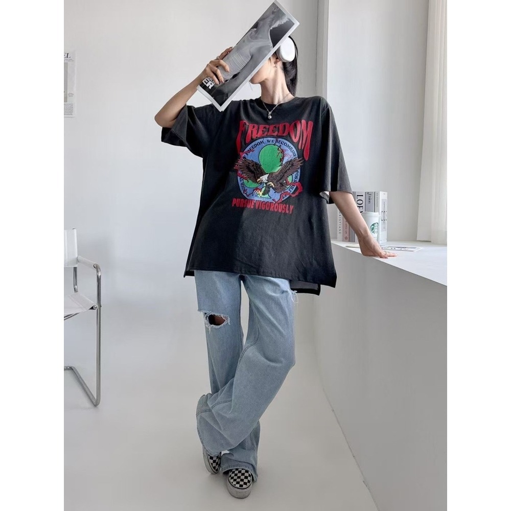 ✈️灰黑1-正韓🇰🇷//美式老鷹印圖大T~4.13-細節圖4